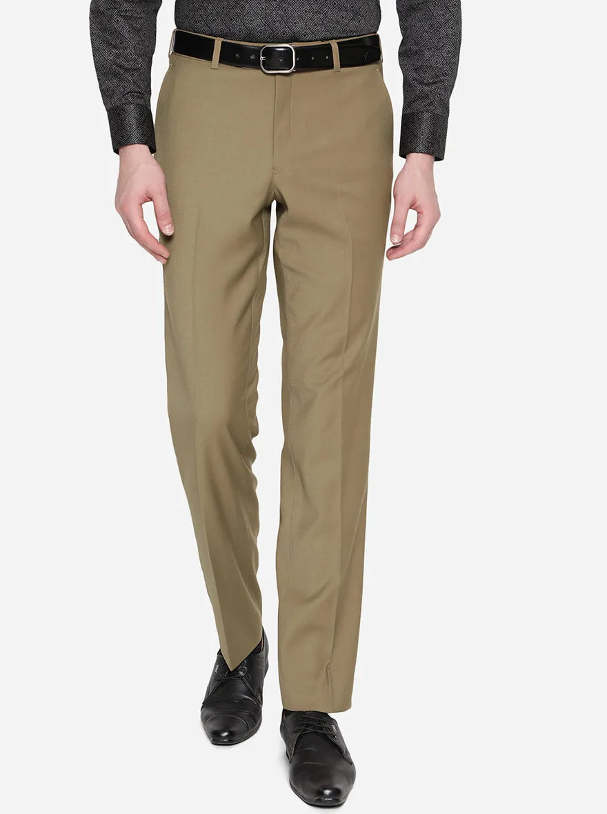 Khaki Solid Classic Fit Formal Trouser | JadeBlue