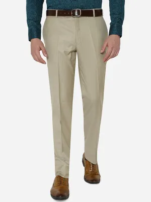 Khaki Solid Classic Fit Formal Trouser | JadeBlue