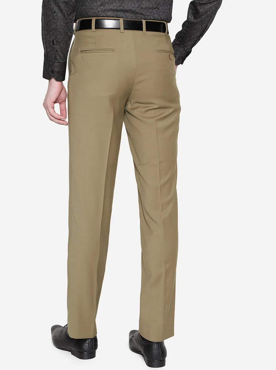 Khaki Solid Classic Fit Formal Trouser | JadeBlue