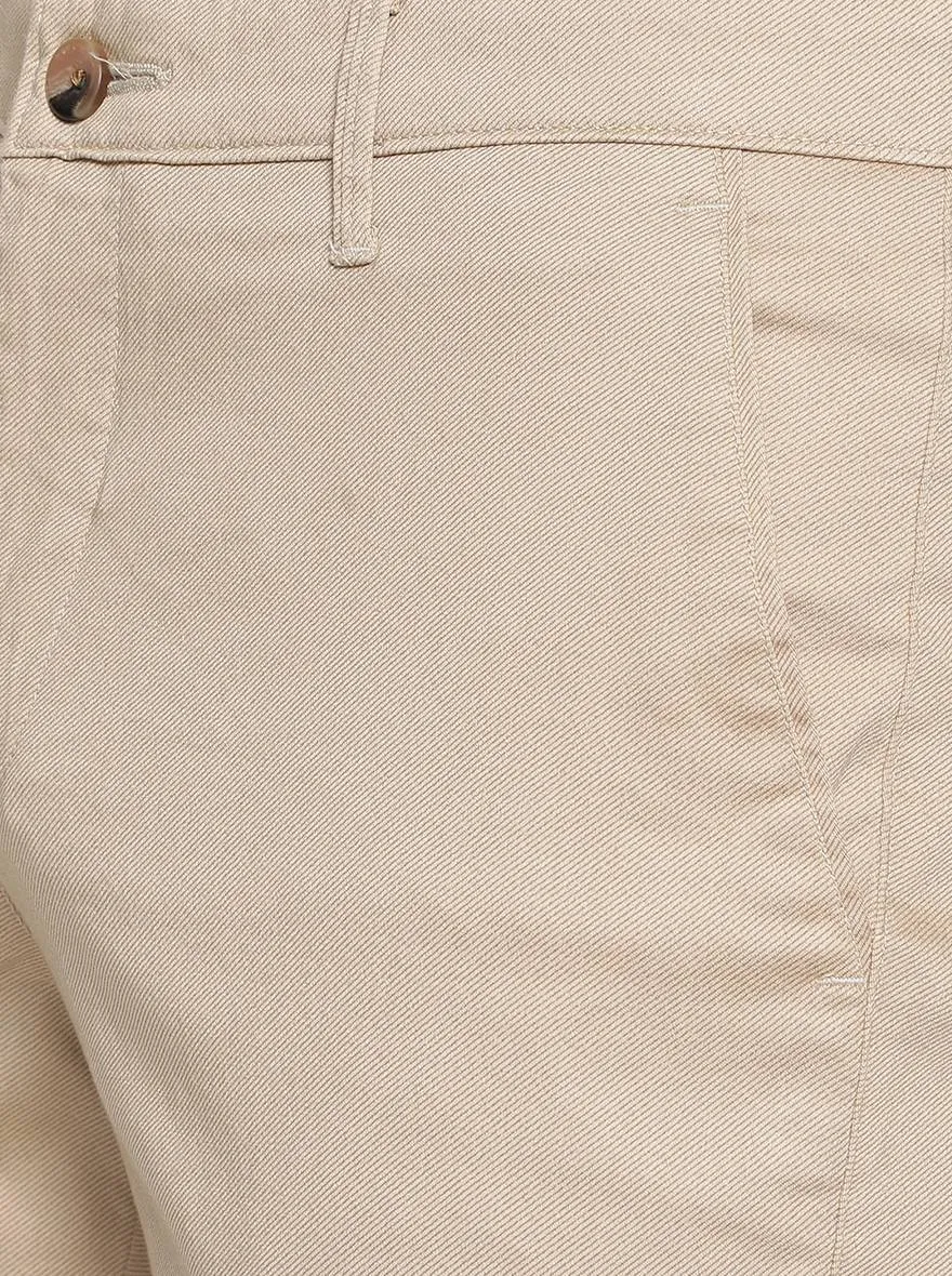 Khaki Solid Super Slim Fit Casual Trouser | Greenfibre
