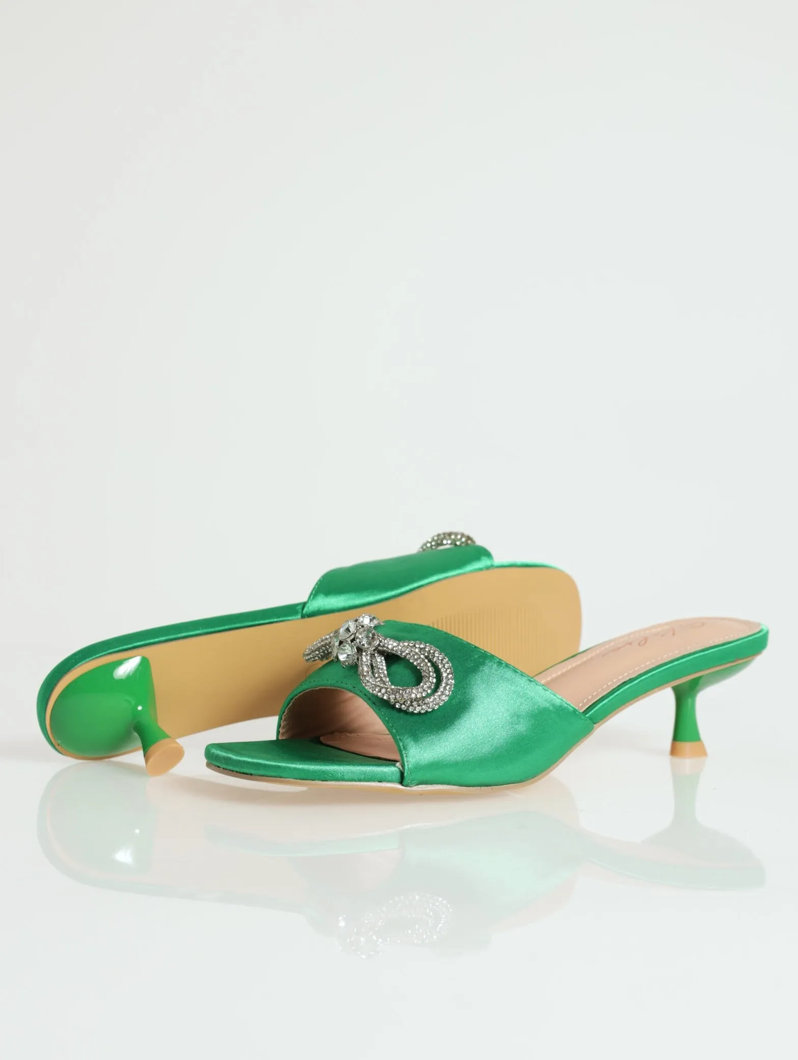 Kitten Heel Peeptoe Mule - Bottle