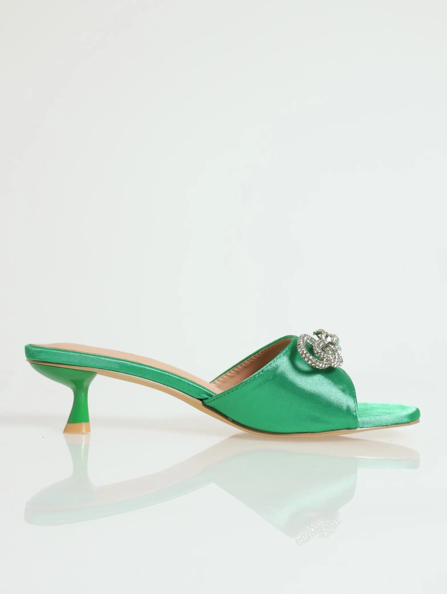 Kitten Heel Peeptoe Mule - Bottle