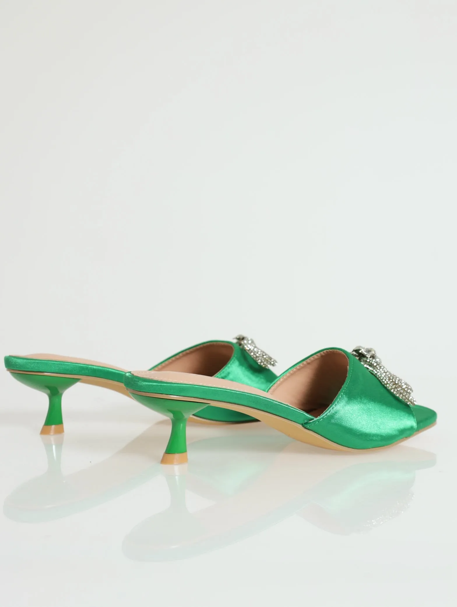Kitten Heel Peeptoe Mule - Bottle