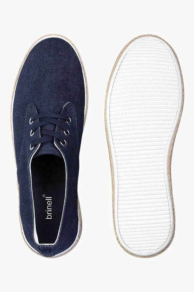 Lace Up Solid Denim Espadrilles