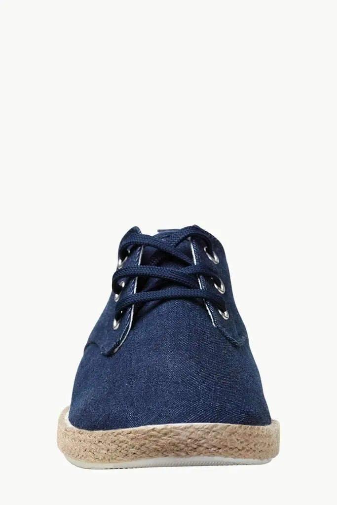 Lace Up Solid Denim Espadrilles
