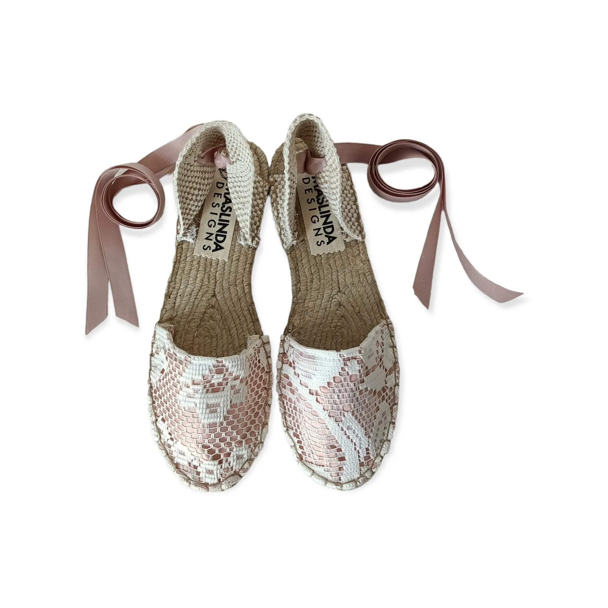 Lace Vegan Espadrilles - Blush - Classic Sole