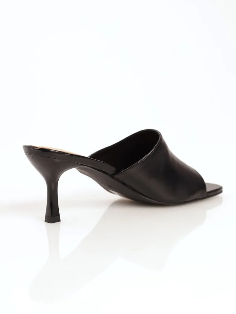 Ladies Kitten Heel Mule Sandal - Black
