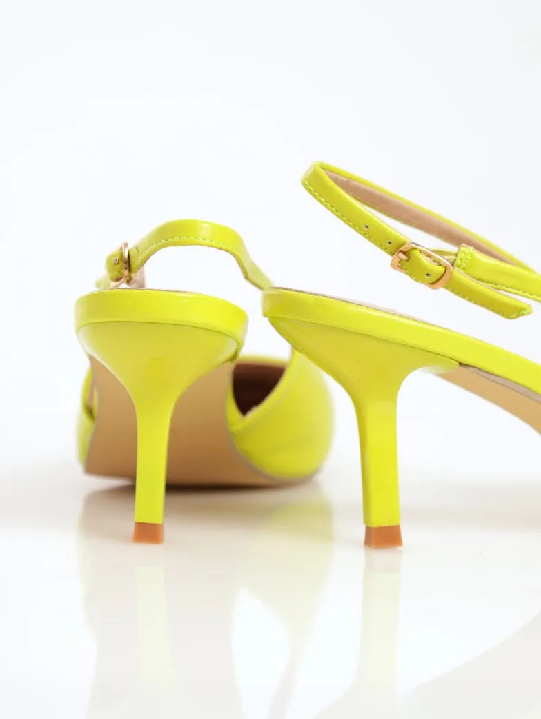Ladies Kitten Heel With Slingback - Lime