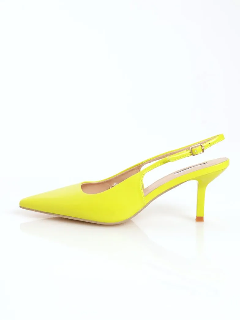 Ladies Kitten Heel With Slingback - Lime
