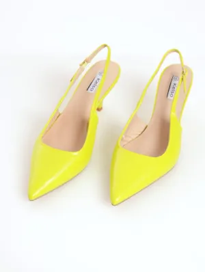 Ladies Kitten Heel With Slingback - Lime