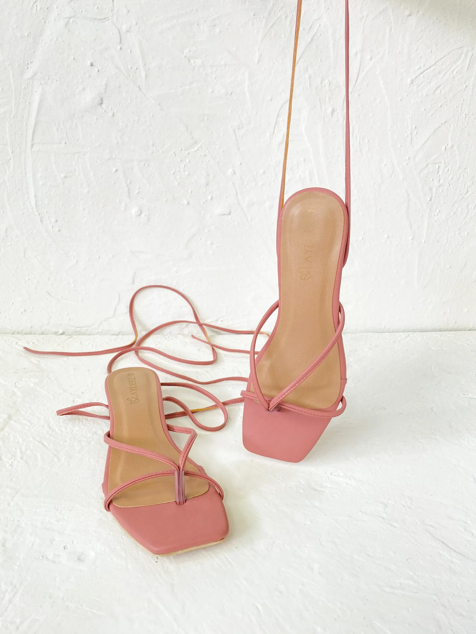 Laura Square Toe Tie Up Heels