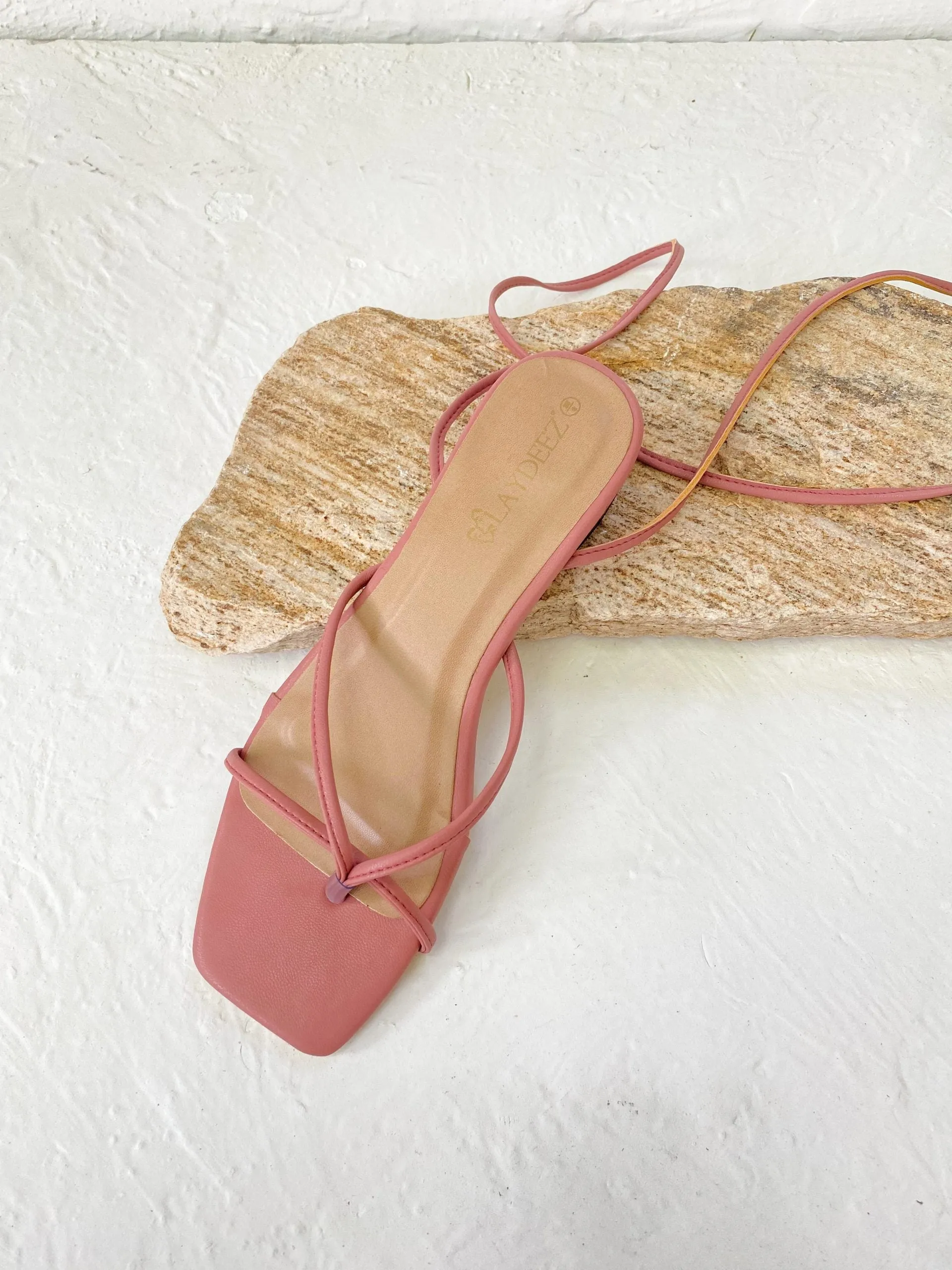Laura Square Toe Tie Up Heels