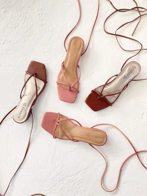 Laura Square Toe Tie Up Heels