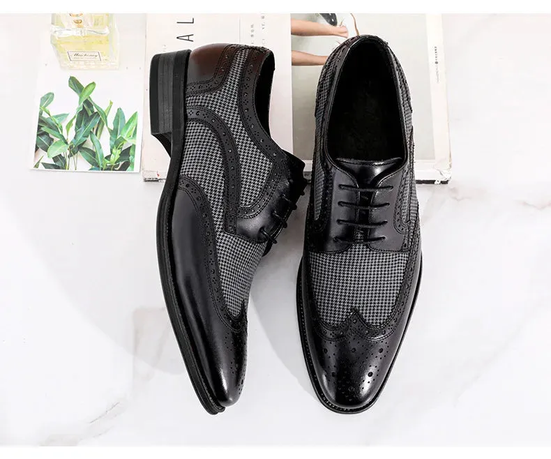 Leather Brogues – Fashion Wedding Party Men Dress Shoes, Italian Designer Male Driving Formal Shoes, Lace-Up Men Oxfords, Big Size