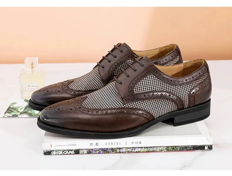 Leather Brogues – Fashion Wedding Party Men Dress Shoes, Italian Designer Male Driving Formal Shoes, Lace-Up Men Oxfords, Big Size
