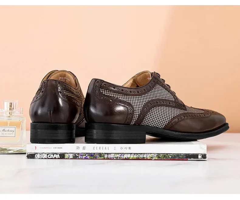 Leather Brogues – Fashion Wedding Party Men Dress Shoes, Italian Designer Male Driving Formal Shoes, Lace-Up Men Oxfords, Big Size