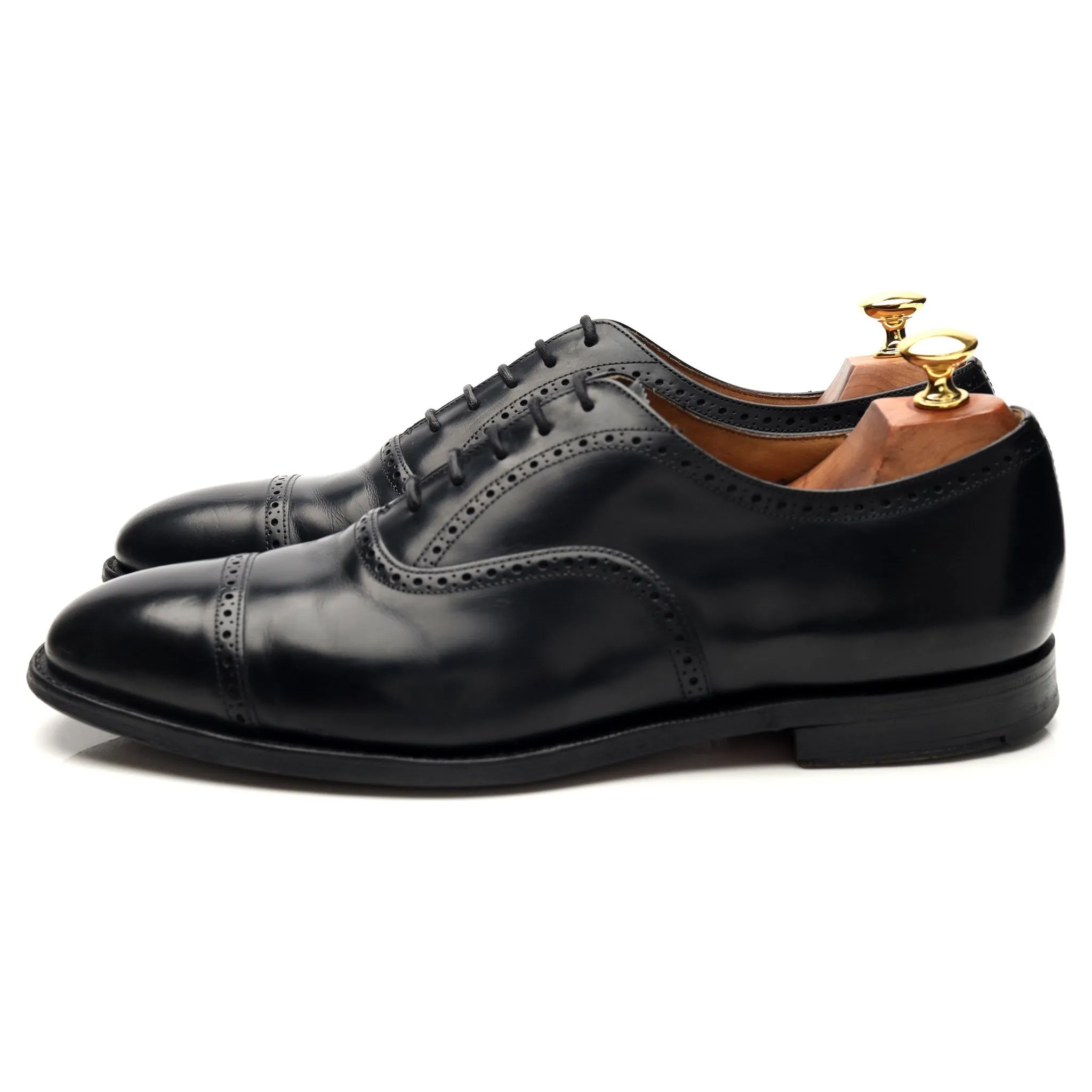 'Legate' Black Leather Oxford Semi Brogues UK 9.5 F