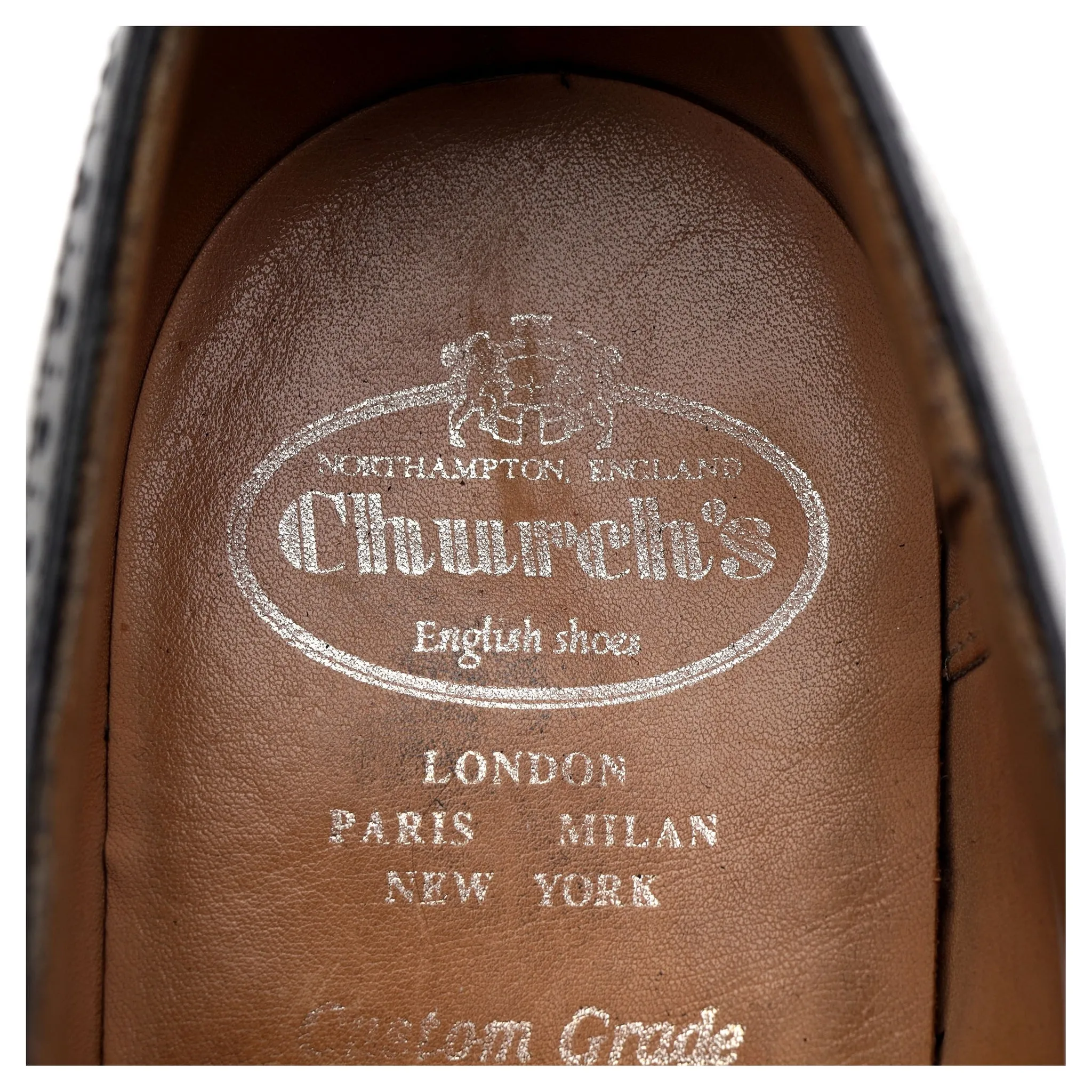 'Legate' Black Leather Oxford Semi Brogues UK 9.5 F