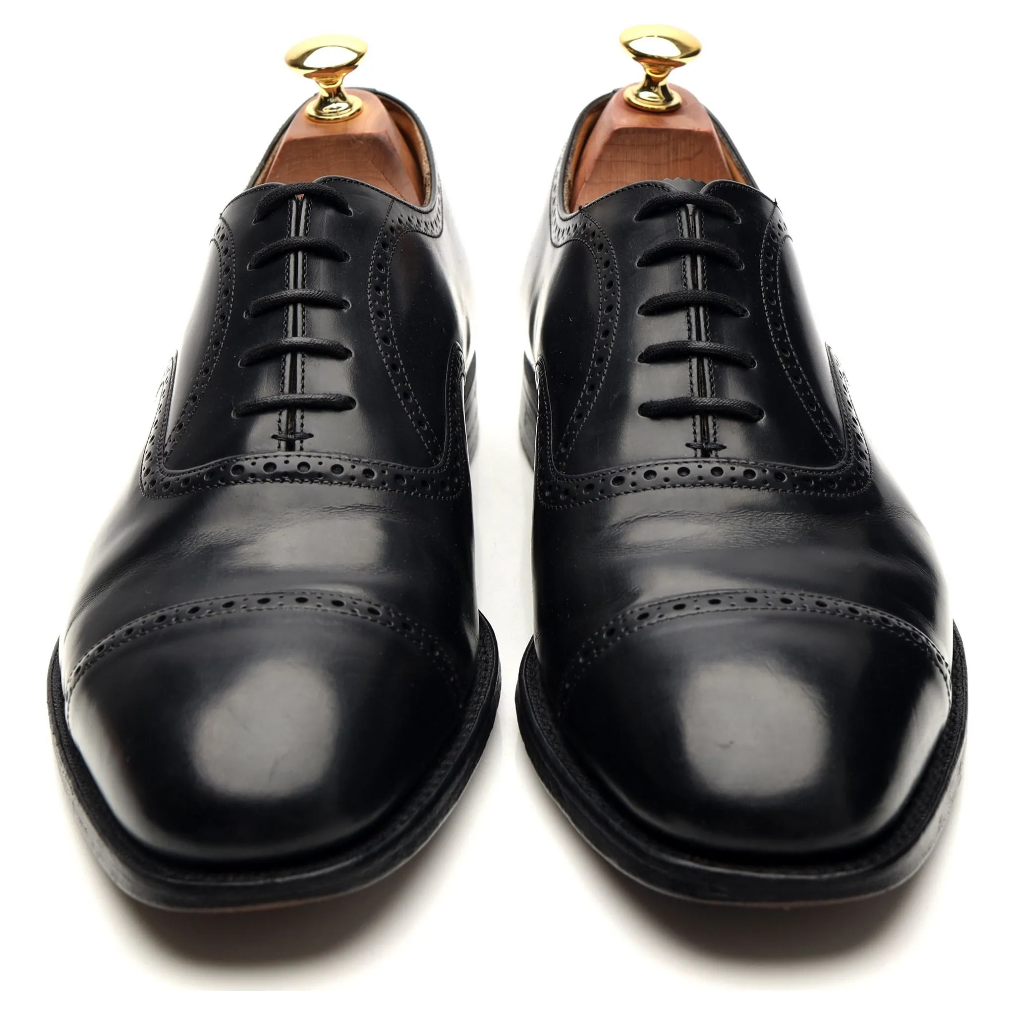 'Legate' Black Leather Oxford Semi Brogues UK 9.5 F