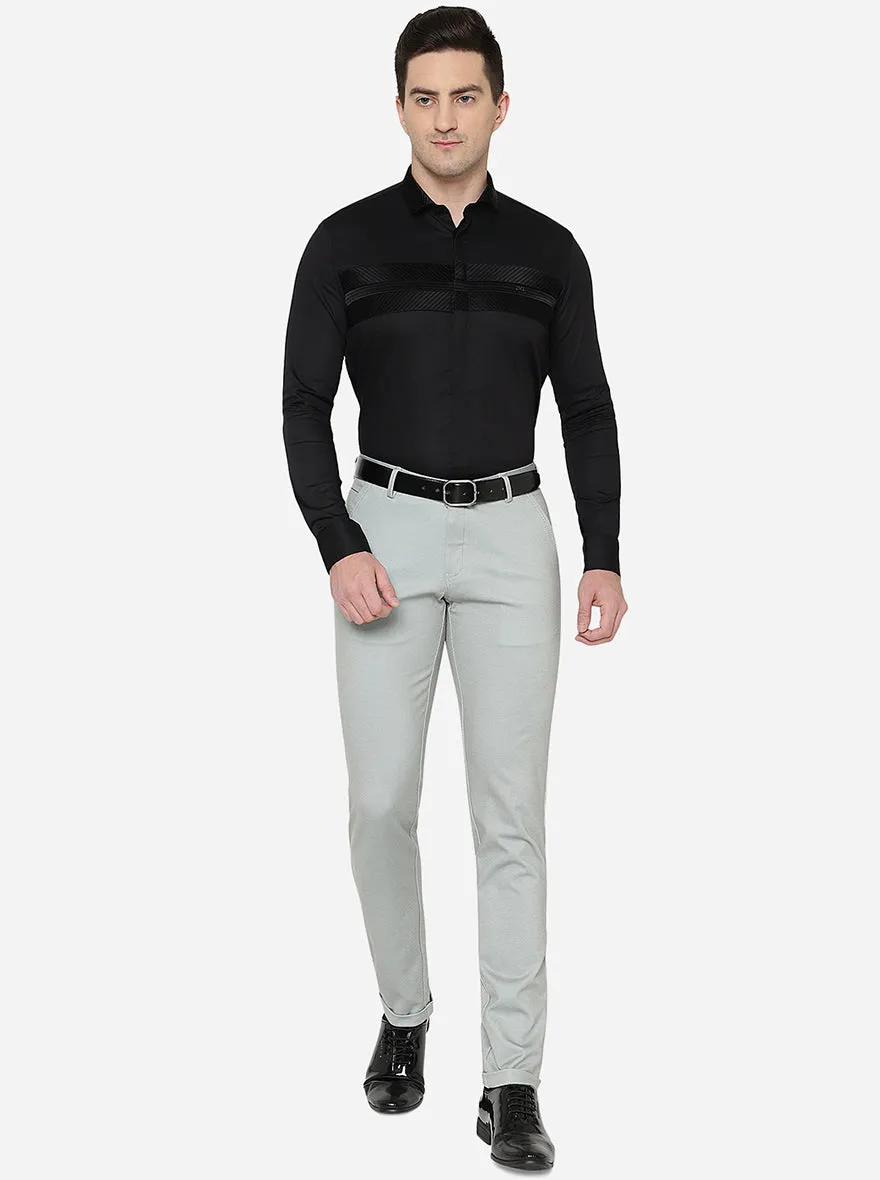 Light Grey Solid Slim Fit Formal Trouser | JB Studio