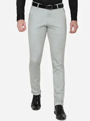 Light Grey Solid Slim Fit Formal Trouser | JB Studio