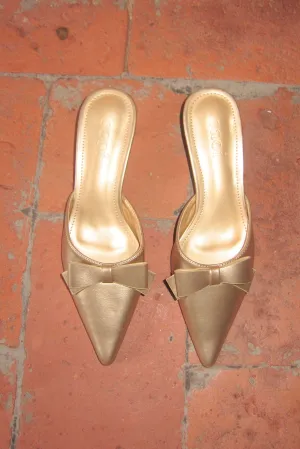 Lilo Bow Kitten Heels in Saffron Gold
