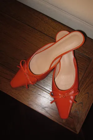 Lola Kitten Heels in Papaya Orange