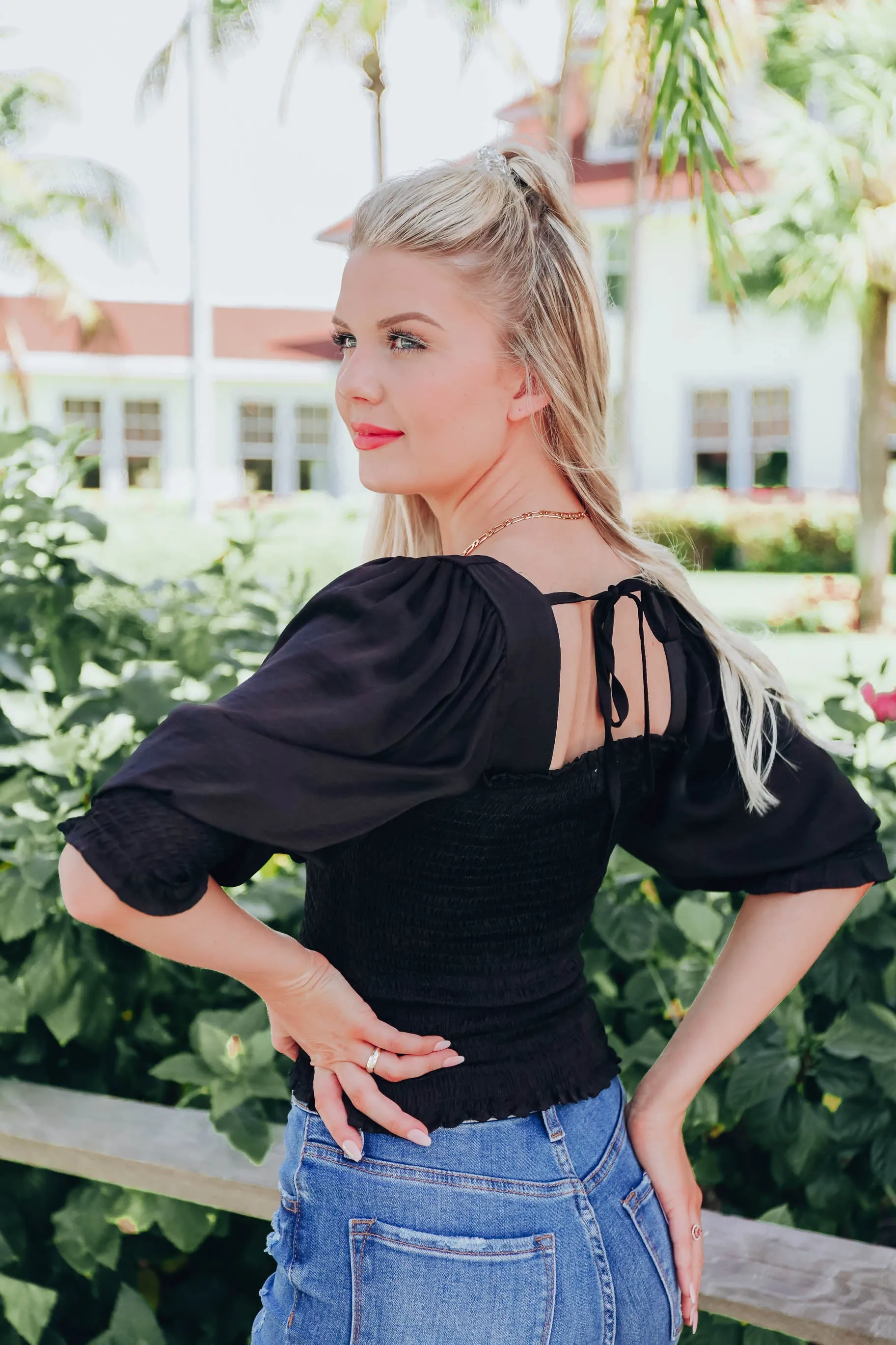 Lookin' Good Satin Blouse - Black