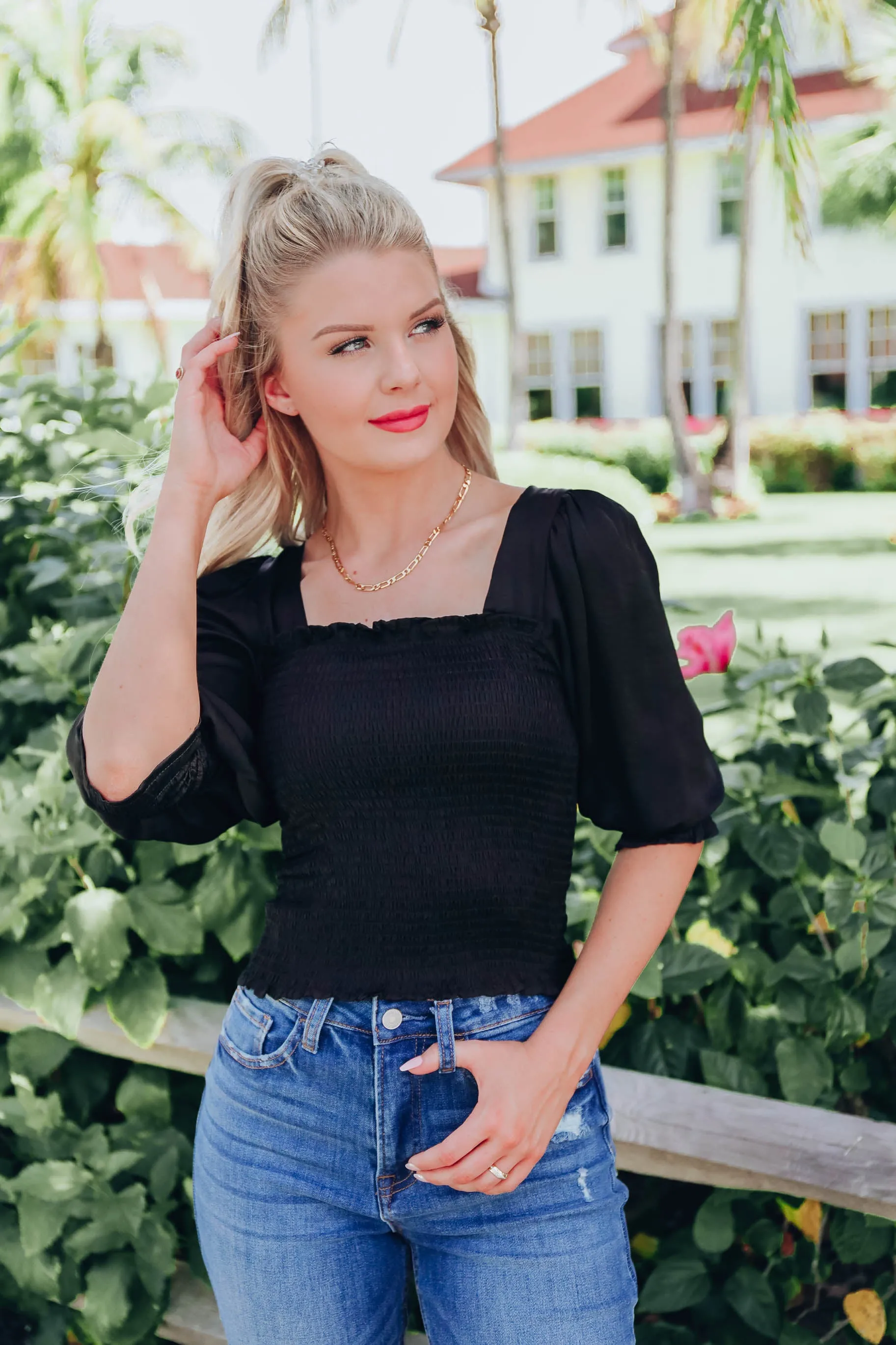 Lookin' Good Satin Blouse - Black