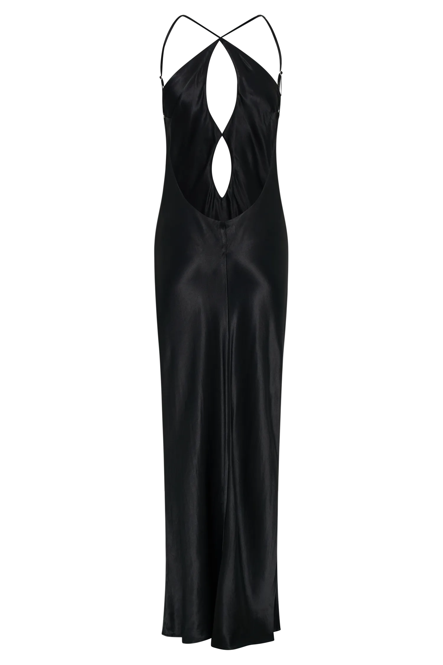 Lucia Satin Cut Out Maxi Dress - Black