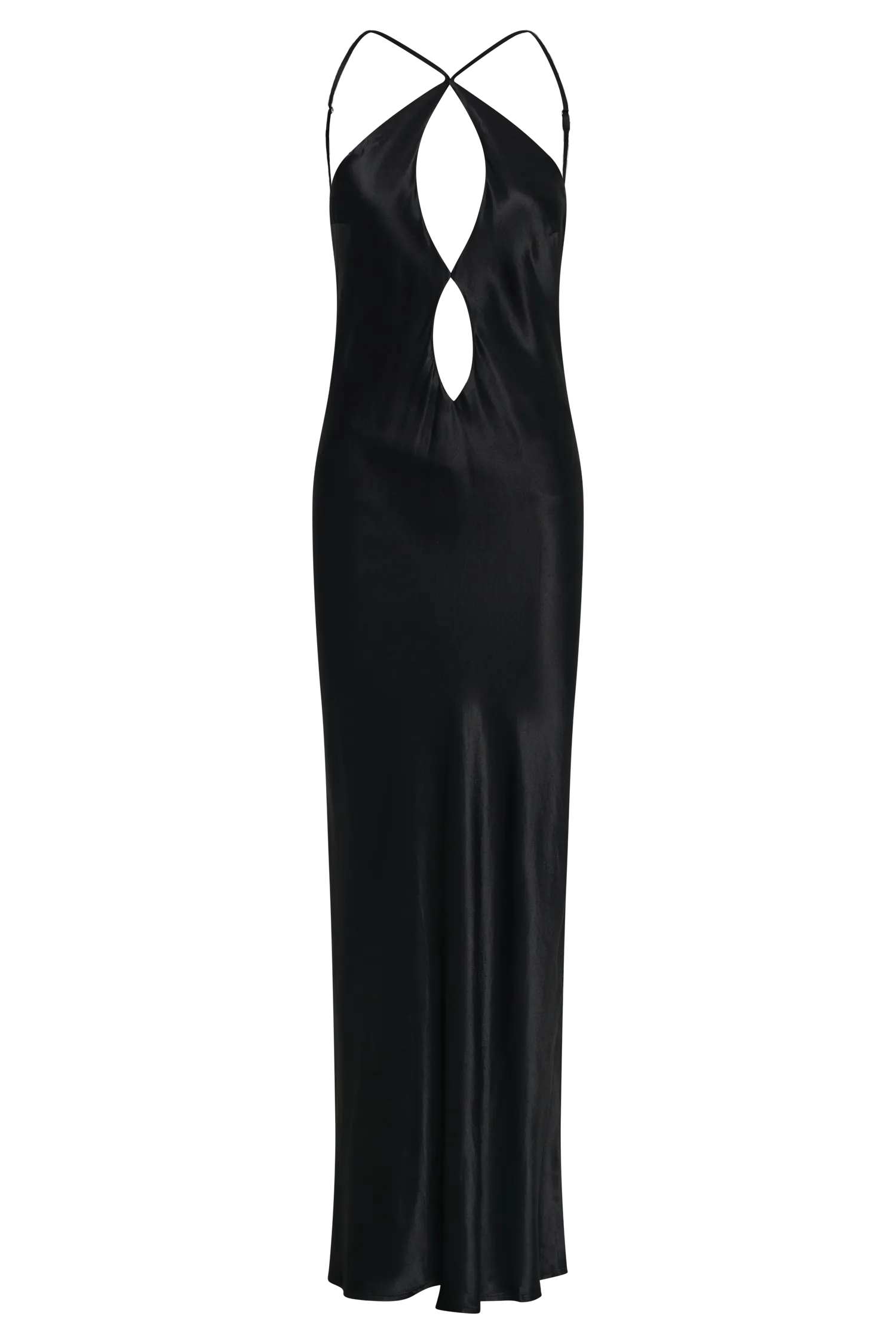 Lucia Satin Cut Out Maxi Dress - Black