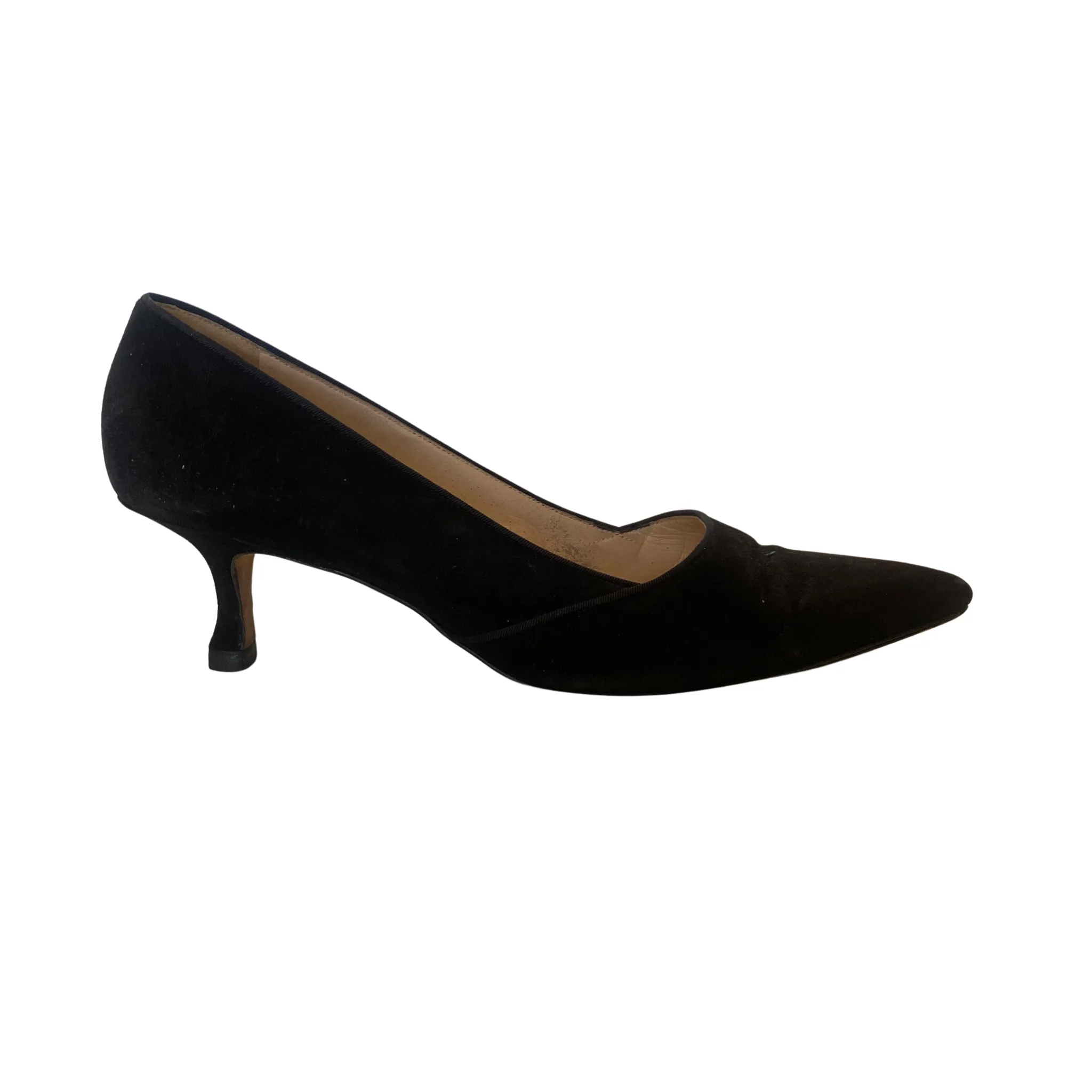 MANOLO BLAHNIK Black Suede Kitten Heels Size 7
