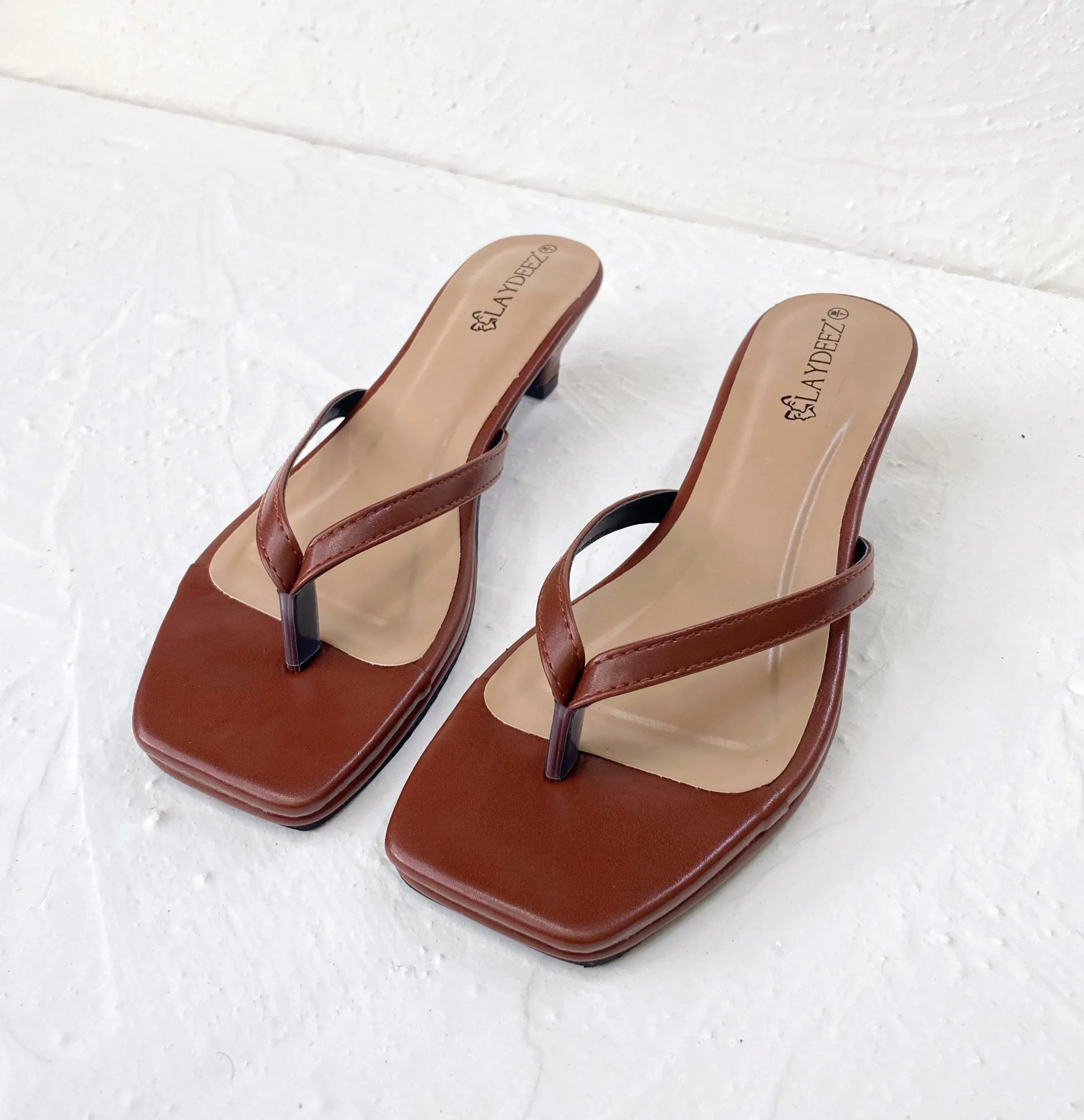 Maya Square Toe Thong Pointed Heels
