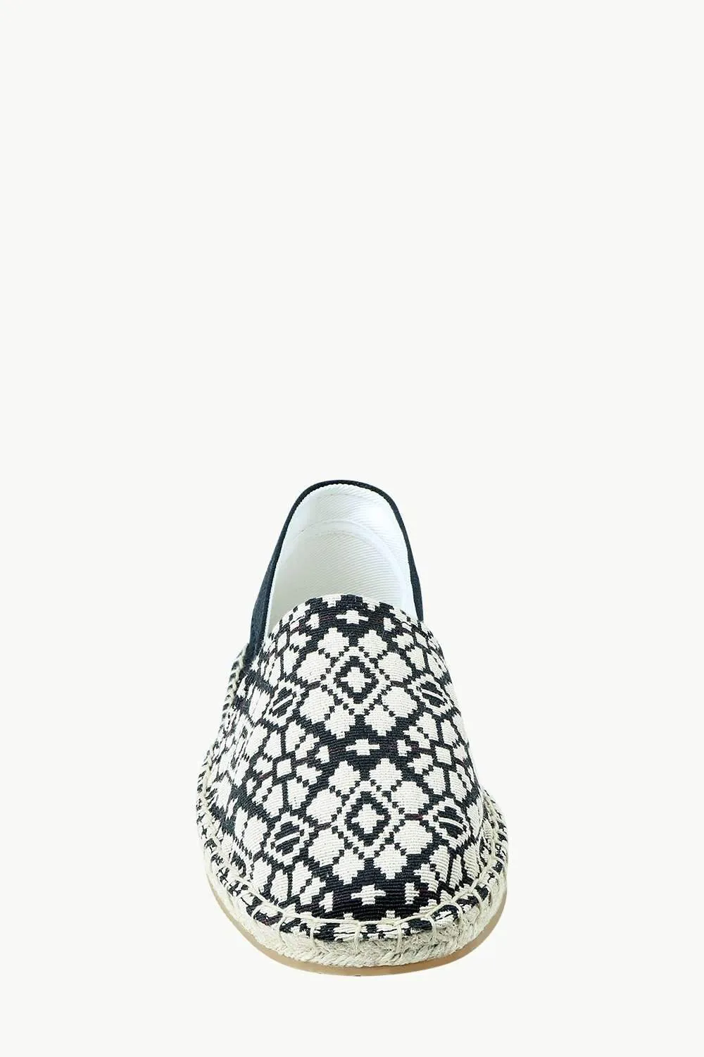 Men's Black n' White Knit Ethnic Espadrilles