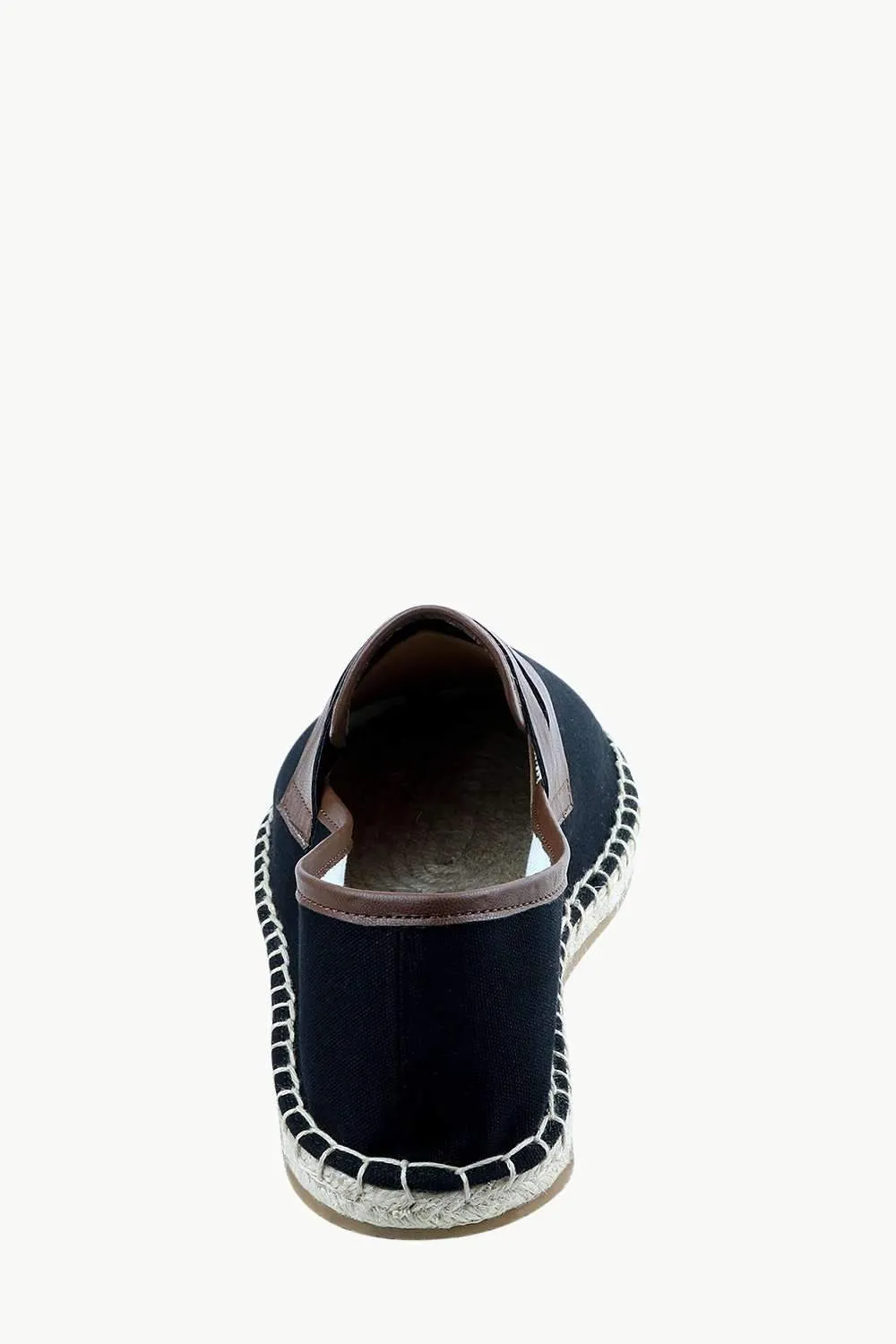 Men's Leather Patch Black Canvas Espadrilles