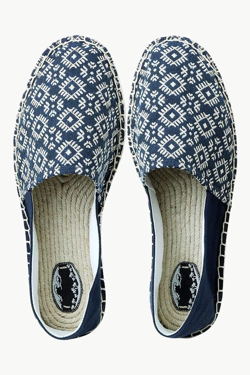 Men's Navy n' Oatmeal Ethnic Print Espadrilles