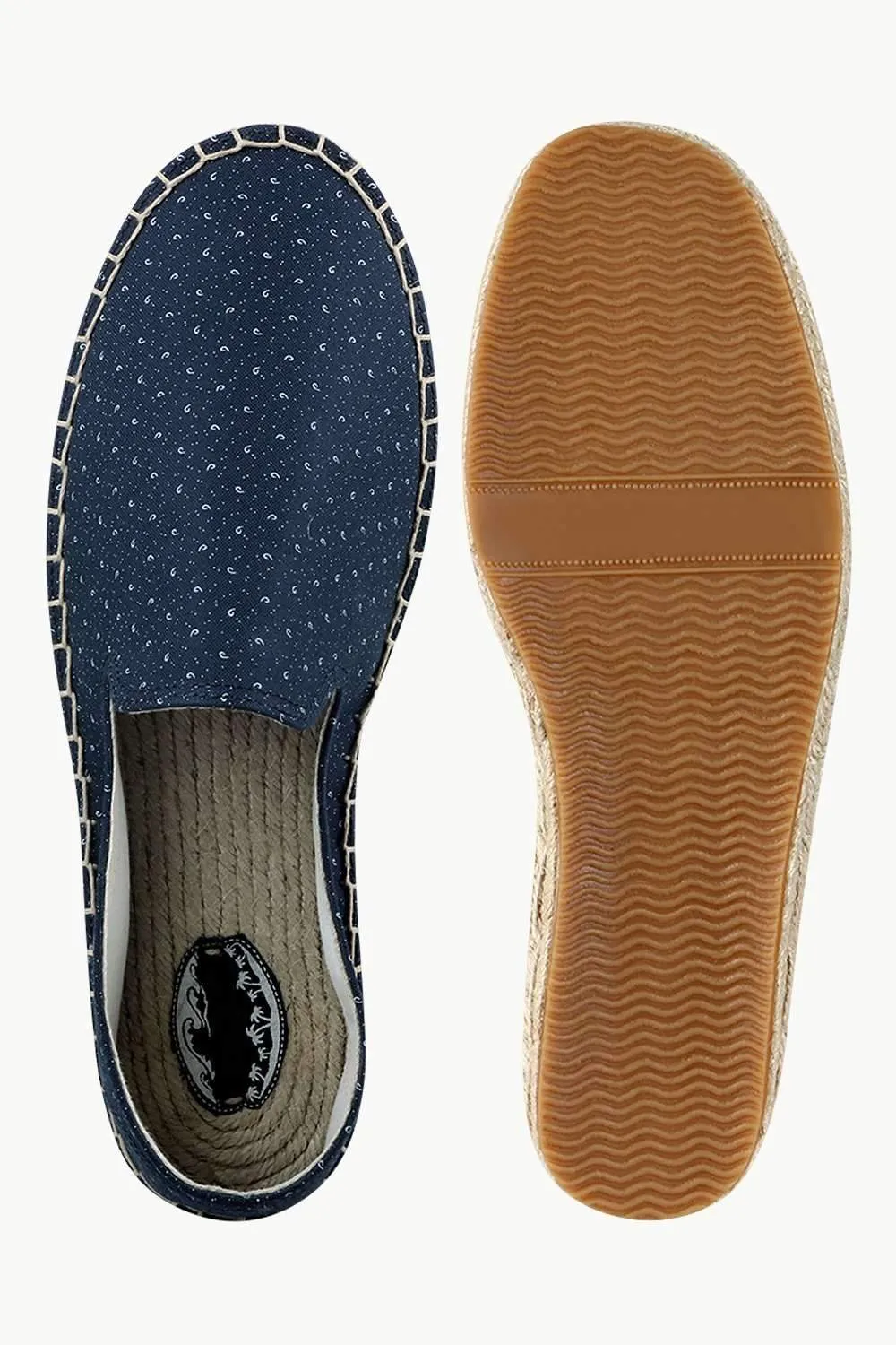 Men's Navy Printed Jute Espadrilles