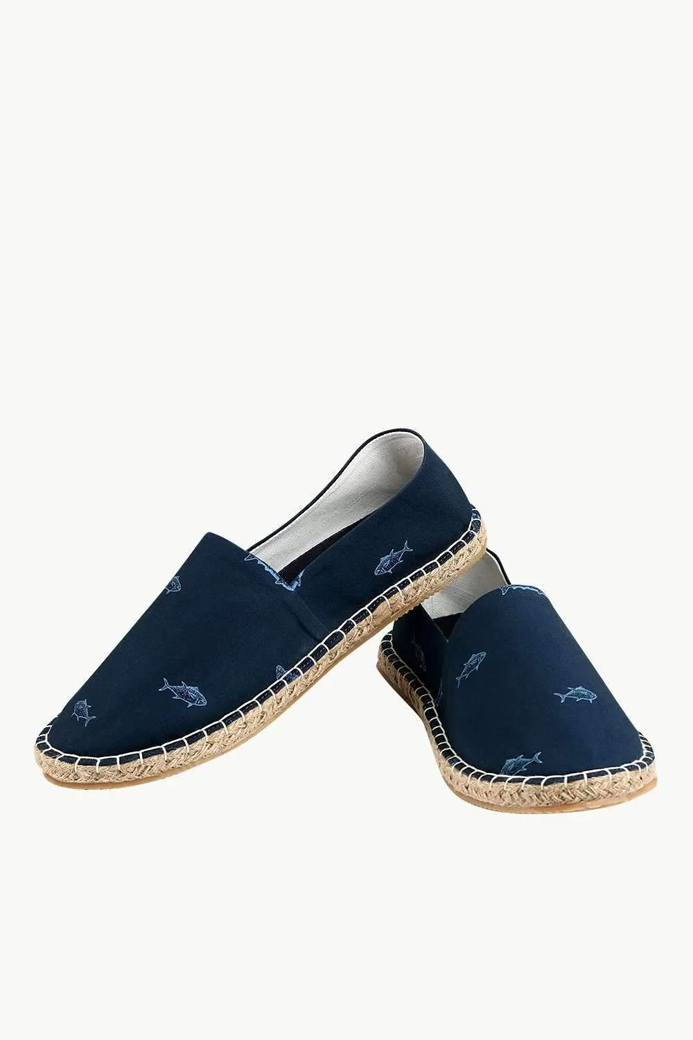 Men's Shark Print Navy Espadrilles