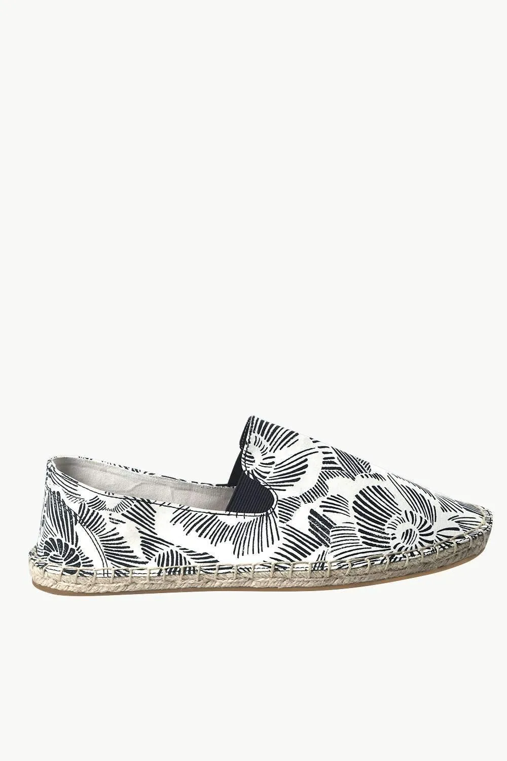 Men's White Canvas Print Jute Espadrilles