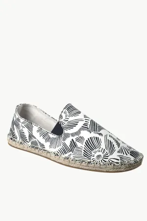 Men's White Canvas Print Jute Espadrilles