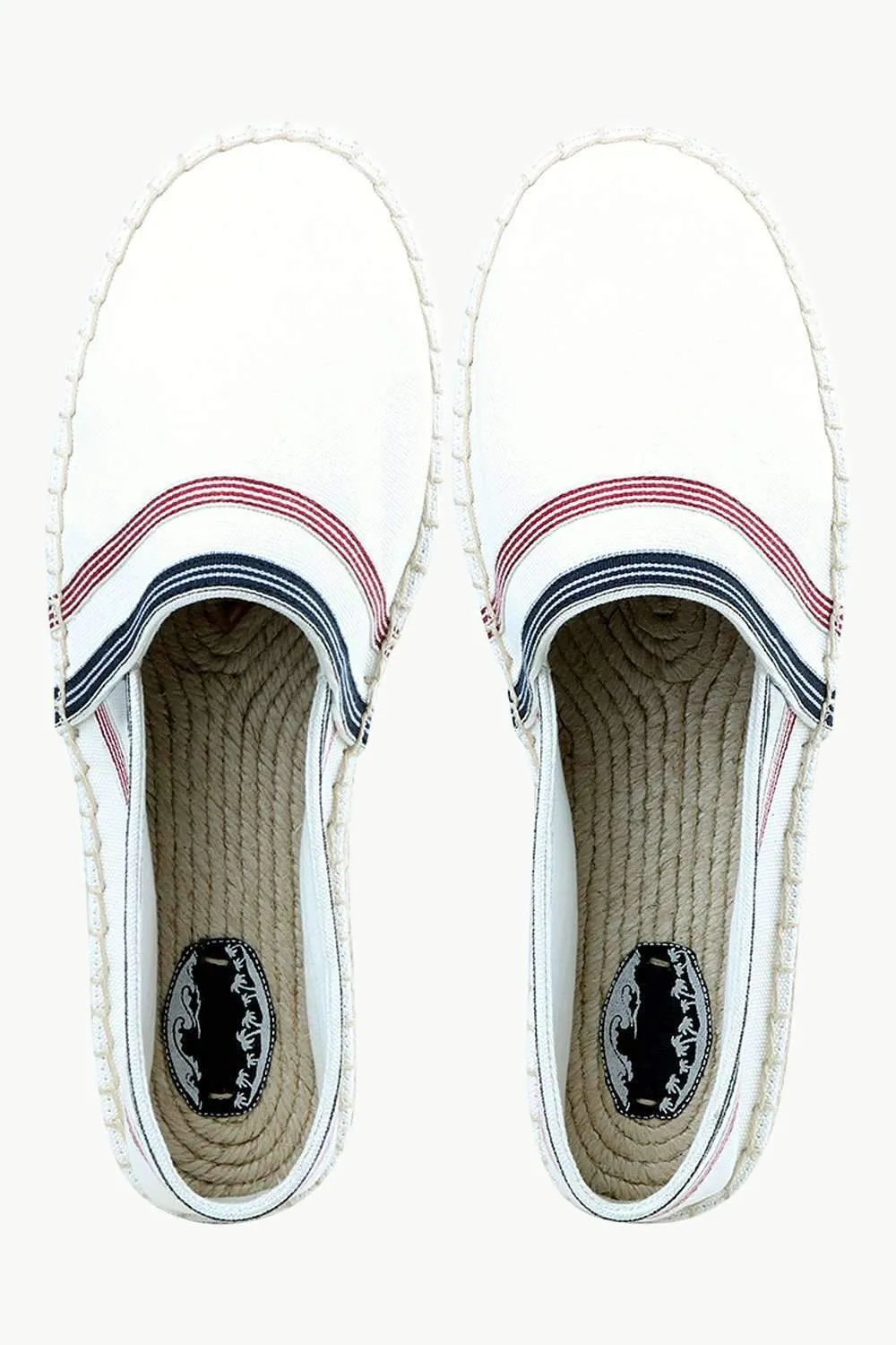 Men's White Stripe Canvas Espadrilles