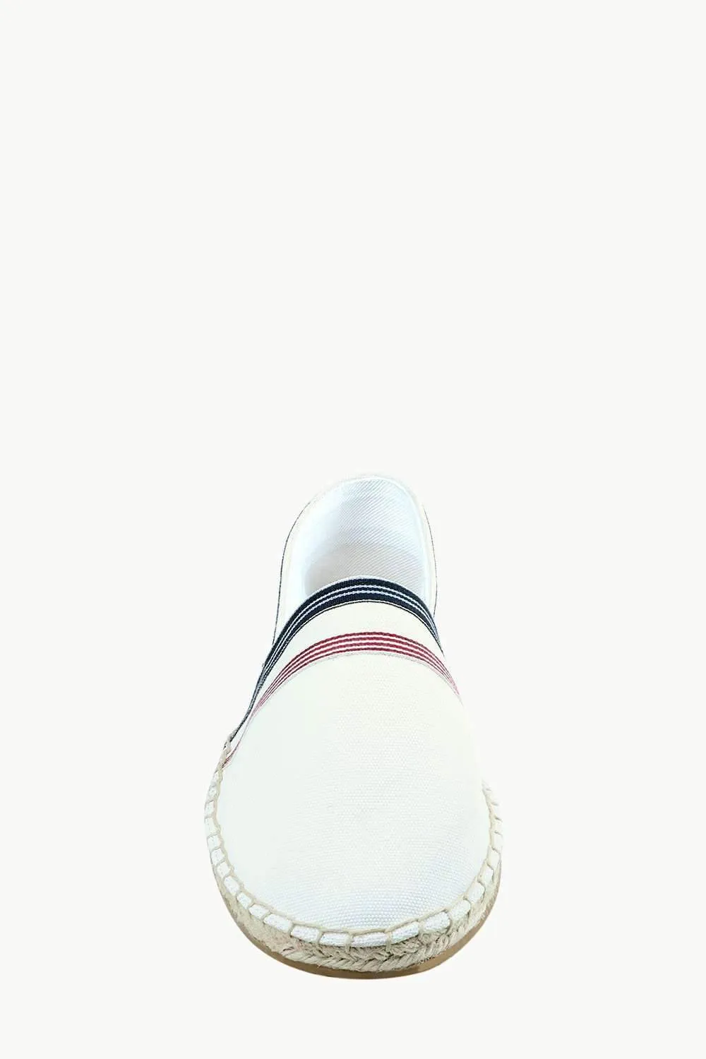Men's White Stripe Canvas Espadrilles