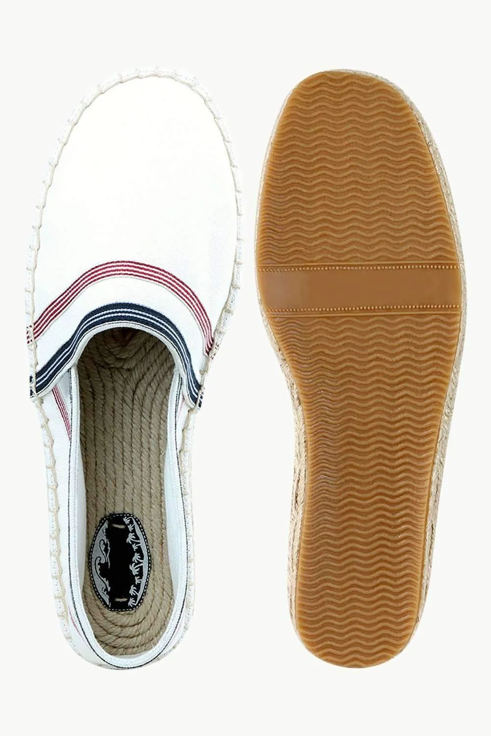 Men's White Stripe Canvas Espadrilles