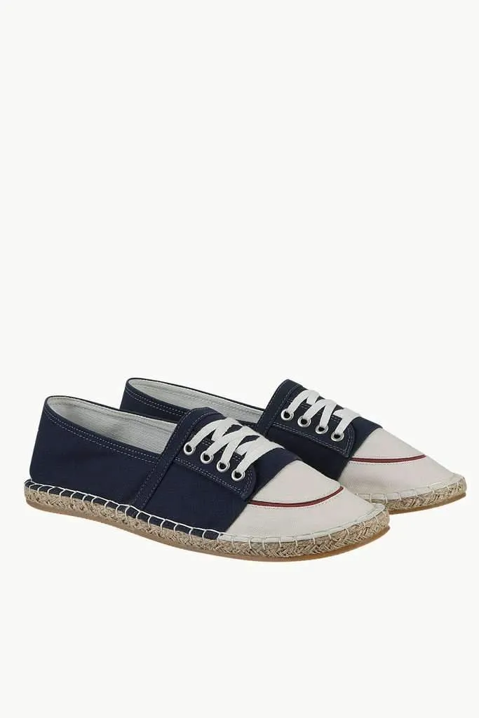 Mock Lace Up Navy Espadrilles
