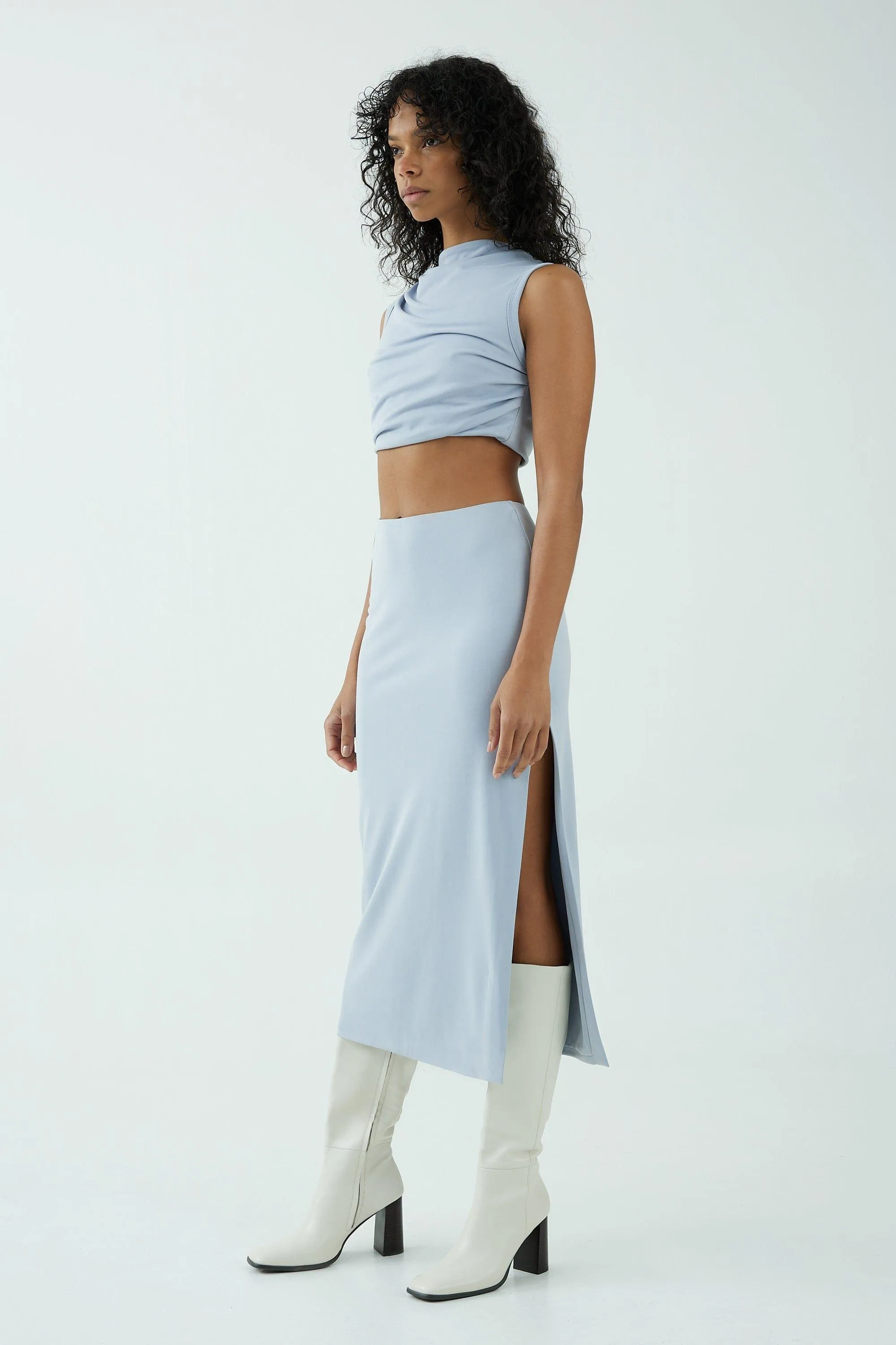 MODE SPLIT SIDE MIDI SKIRT | SKYWARD