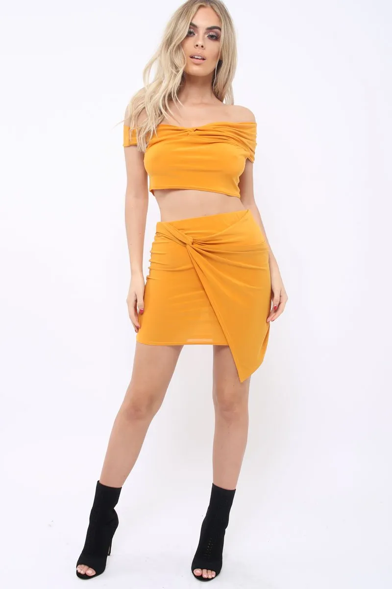 Mustard Twist Knot Front Slinky Co-ord Set - Binkie