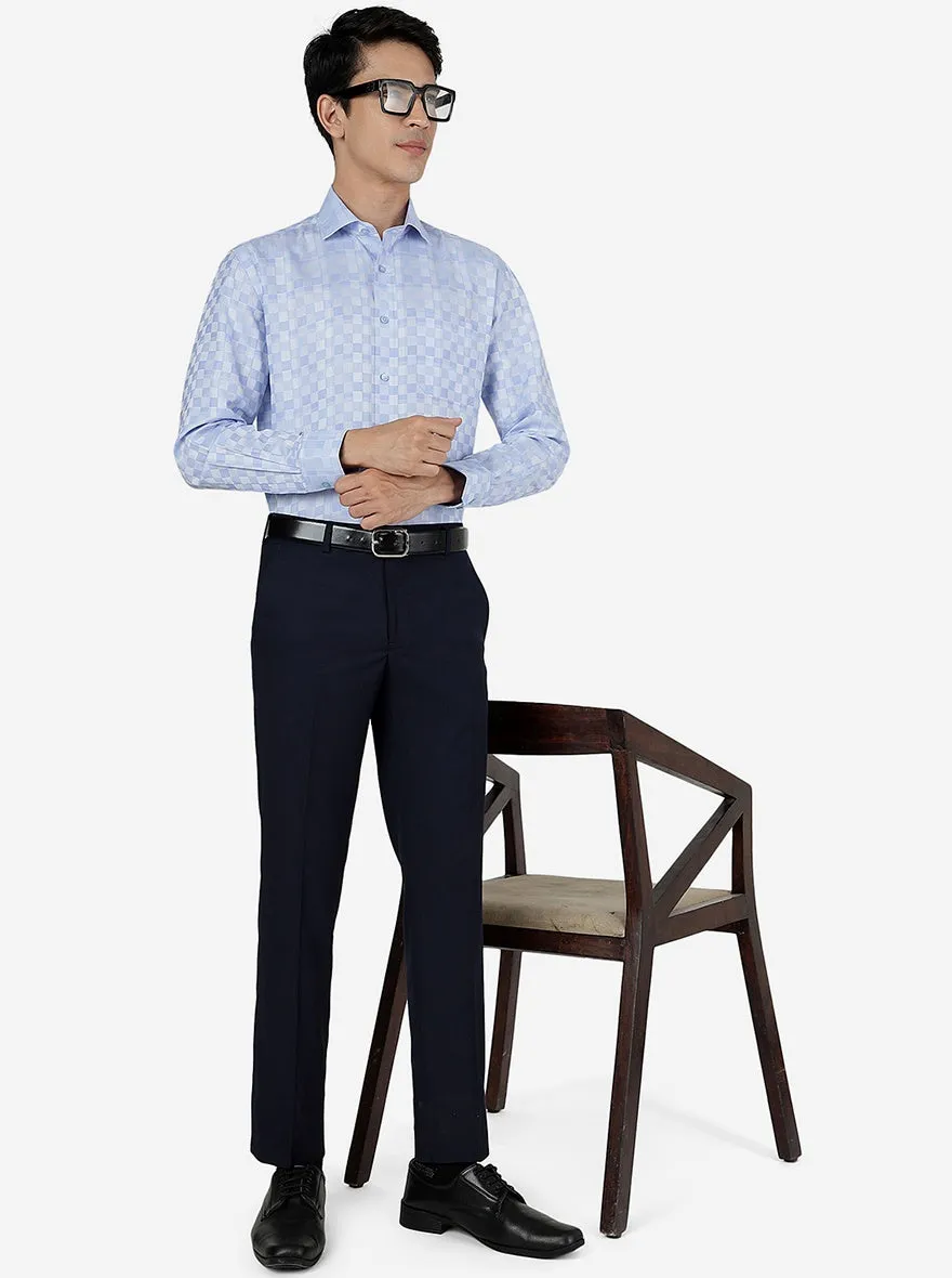 Navy Blue Solid Slim Fit Formal Trouser | Greenfibre