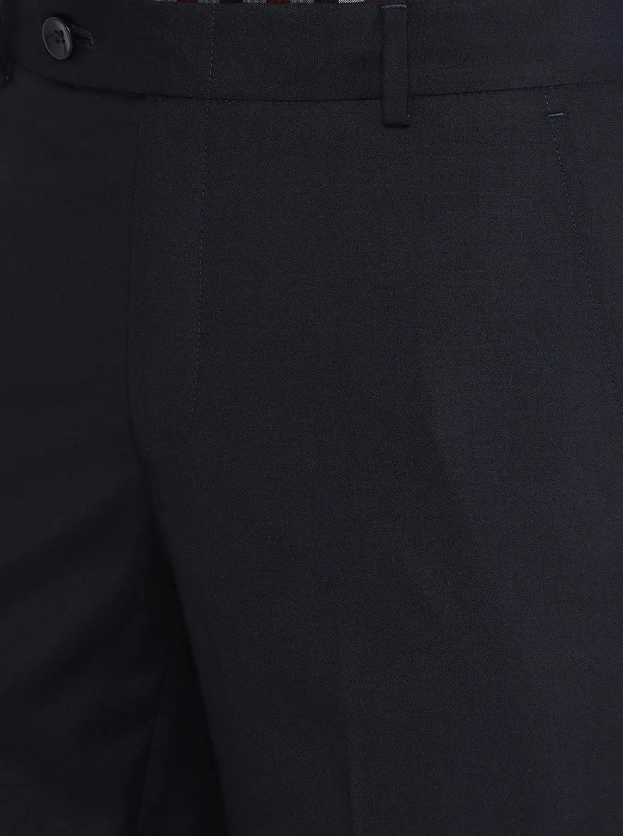 Navy Blue Solid Slim Fit Formal Trouser | Greenfibre