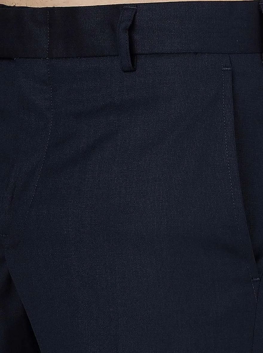 Navy Blue Solid Slim Fit Formal Trouser | Greenfibre