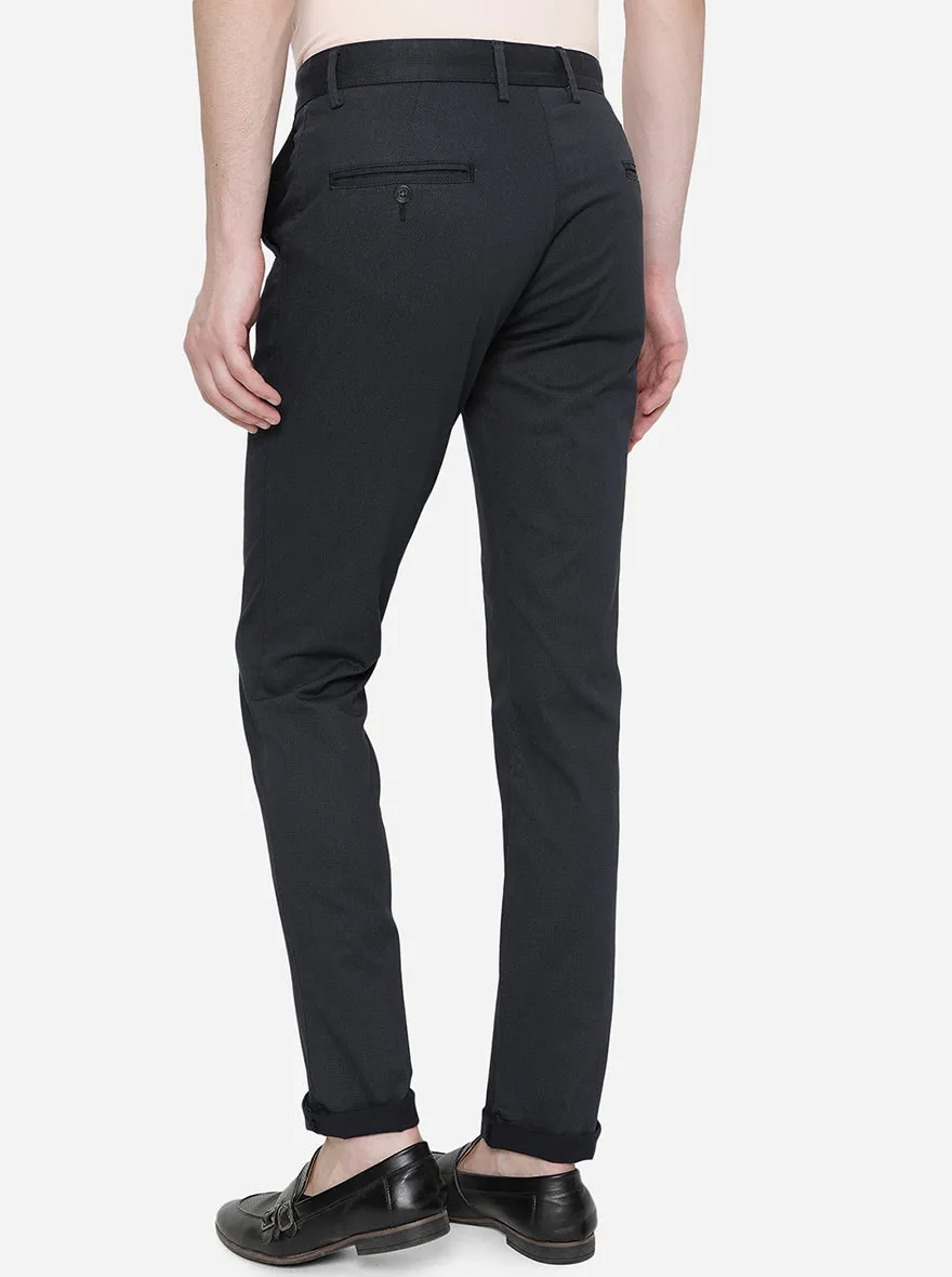 Navy Blue Solid Super Slim Fit Casual Trouser | Greenfibre